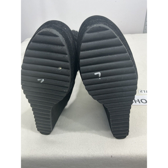 Womans Just Fab Cameron Sherpa Faux Suede Pull On Black Wedge 8.5 Boot - Picture 7 of 9